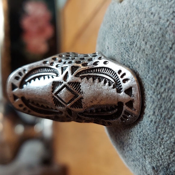 Vintage Large Long Silver Statement Ring - Picture 9 of 11